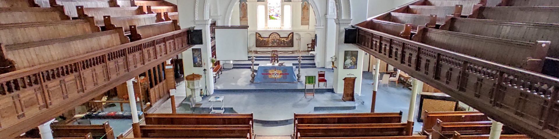 View down from the balcony in St James church